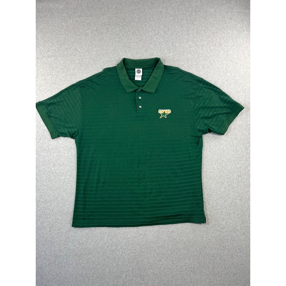 Vintage Dallas Stars Hockey Polo Shirt Mens 2XL Green NHL Short Sleeve